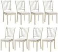 AMERLIFE Set of 8 Farmhouse Dining Chairs with Upholstered Seats, Cream