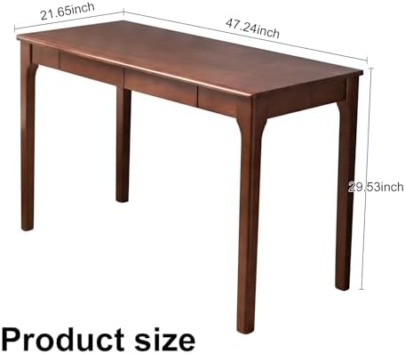 Solid Wood Desk with Drawers, Small Computer Desk for Small Spaces, Gaming Study Home Office Desks for Work, Student PC Desk for Bedroom, Escritorios para Cuartos (Cherry Color, 47inch)