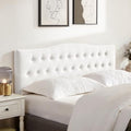Tufted Headboard Full Size, Solid Wood Adjustable Height Head Board, White