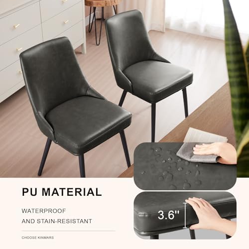 kinmars Kitchen & Dining Leather Dining Chairs Set of 4, Grey
