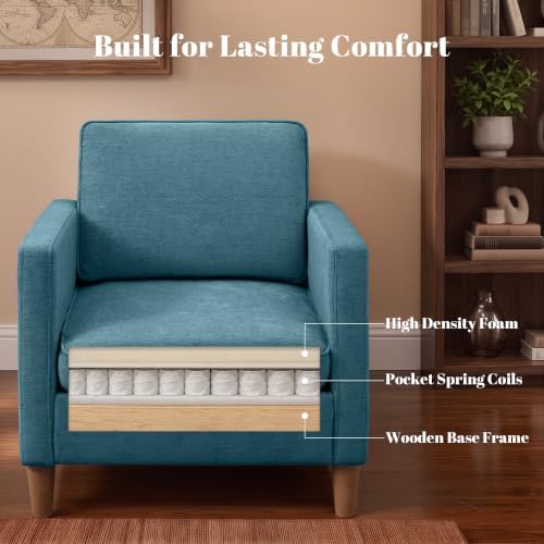 Chenille Accent Chair Mid Century Modern Reading Armchair for Living Room