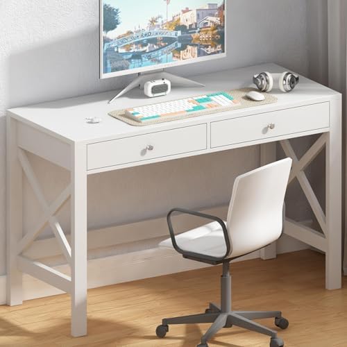 ChooChoo 39.4 Inches Farmhouse Computer Desk with 2 Drawers