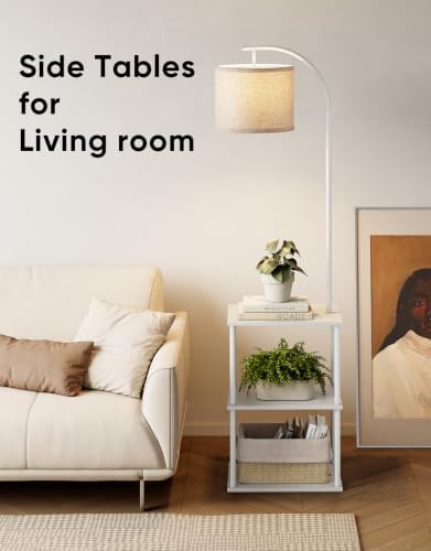 Floor Lamp with Table 2-Pack, Nightstands End Side Table for Living Room