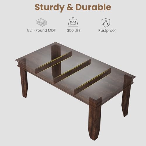 GarveeHome Farmhouse Dining Table for 4-6 People, 63" Long Kitchen Tables