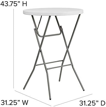 Flash Furniture 2.6 ft Plastic Round Folding Table, Granite White, 8-Pack