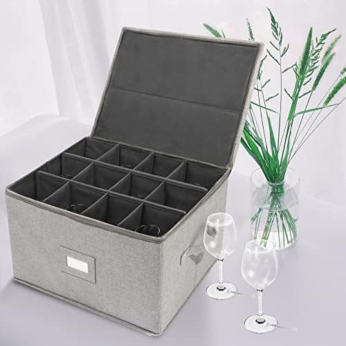 Stemware Storage Cases, Wine Glass Storage Box Containers with Dividers