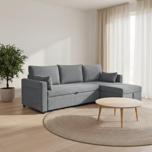 Ball & Cast 86" Sectional Sleeper Sofa Bed Pull Out Couches for Living Room