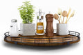 AMH 16-Inch Farmhouse Oak Lazy Susan Organizer, Walnut Finish