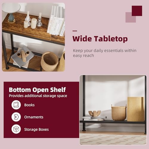 Simple Trending Console Table, 32" Sofa Table with Storage Shelf, Narrow Entryway Table, for Hallway, Behind The Couch, Living Room, Rustic Brown