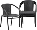 Flash Furniture Lila Modern Rattan Indoor/Outdoor Stackable Dining Chairs, Stacking Rattan Bistro Chairs for Patio or Restaurant, Set of 4, Gray