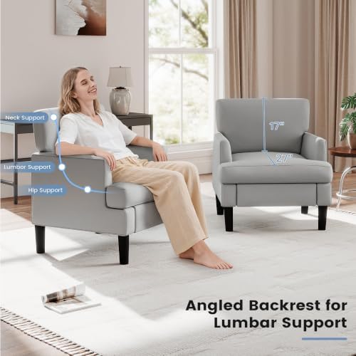 Kromax Accent Chair for Living Room Set of 2, Modern Reading Chair, Grey