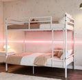 Bellemave Twin Over Twin Bunk Beds, Metal Bunk Bed Frame with Ladder and Guardrail for Kids, Adults, White