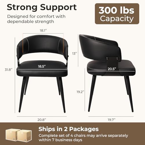 Dining Chairs Set of 4, Modern Faux Leather Kitchen Chairs