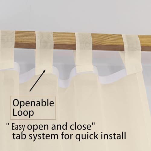 Linentalks Canopy Bed Curtains for King, Queen, Full and Twin Bed, 4 Corner Bed Canopies & Drapes, Four Poster Bed Canopy Curtains Beds, Sheer Curtains for Canopy Bed Drapes, Champagne