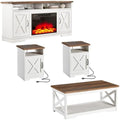 AMERLIFE 5-Piece Farmhouse Living Room Furniture Set,63" Fireplace TV Stand