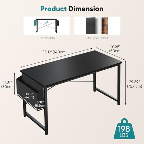 OLIXIS Computer Desk, 55 Inch Gaming Desks for Home Office Small Spaces