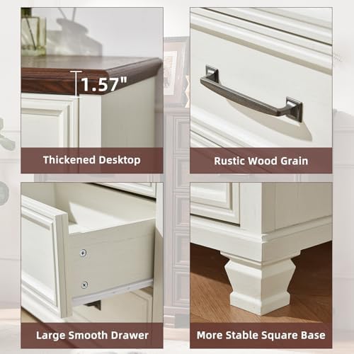 SAVOR LIFE Farmhouse Dresser and Nightstand Set 2 Piece for Bedroom, White
