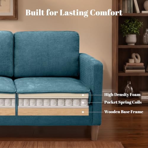 80" Chenille Sofa Mid Century Modern 3 Seater Couch for Living Room Office
