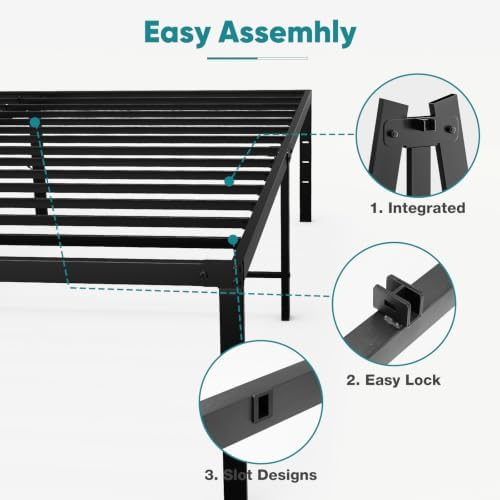 OLIXIS 18 Inch King Size Bed Frame All Metal Platform