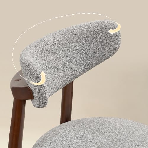 CHUN YI Dining Chairs Set of 8, Wooden Dining Room Chairs with Ergonomic Curved Back, Upholstered Mid Century Modern Kitchen Chairs, Gray