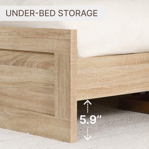 KISLOT 3-Piece Bedroom Set, Bed Frame & 2 Nightstands, Natural, Queen