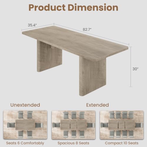 GarveeHome Rectangular 63"-82.7" Extendable Dining Table with Round Corner