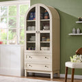 IFGET 71" Tall Arched Kitchen Pantry, Kitchens Storage Cabinets, Cream