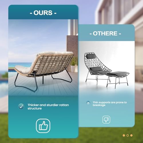 Crestlive Products Outdoor Loveseat, Outdoor Sofa Set (3PCS Beige)