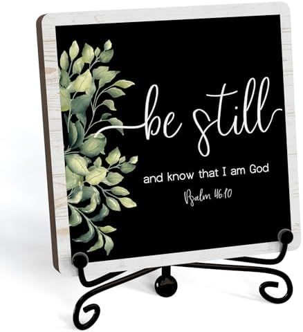Home Decor, Farmhouse Be Still And Know That I Am God Shelf Decor For Living Room, Christian Gifts For Women Men, Entryway Tv Stand Fireplace Mantle Coffee Table Decoration (Still-11)