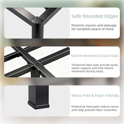 Queen Bed Frame, 14 Inch Heavy Duty Steel Platform, Noise-Free