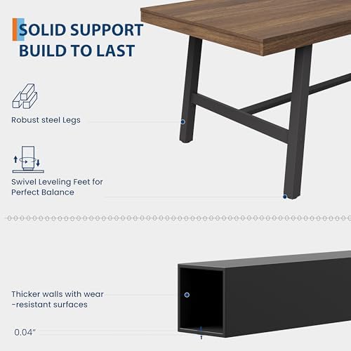 Garvee 55" Industrial Kitchen Table, Apartment Dining Table, Brown