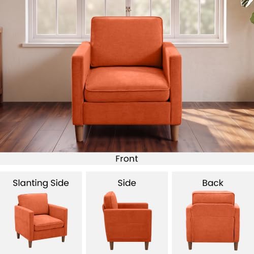 Chenille Accent Chair Mid Century Modern Reading Armchair for Living Room