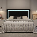 SHA CERLIN King Size Velvet Bed Frame with LED Light, Black