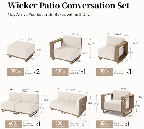 SUNSHINE VALLEY 9 Pieces Patio Sectional Furniture Set, L Shaped