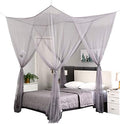 Mengersi 4 Corner Post Elegant Canopy Bed Curtains for Full Queen King Bed,Mosquito Net Suitable for Indoor Outdoor Net(Gray, L87xW79xH98 inch)