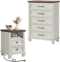 SAVOR LIFE Farmhouse Dresser and Nightstand Set of 2, White