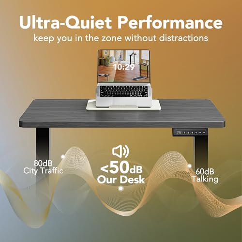 HUANUO 48x24 Inch Electric Standing Desk, Height Adjustable, Grey