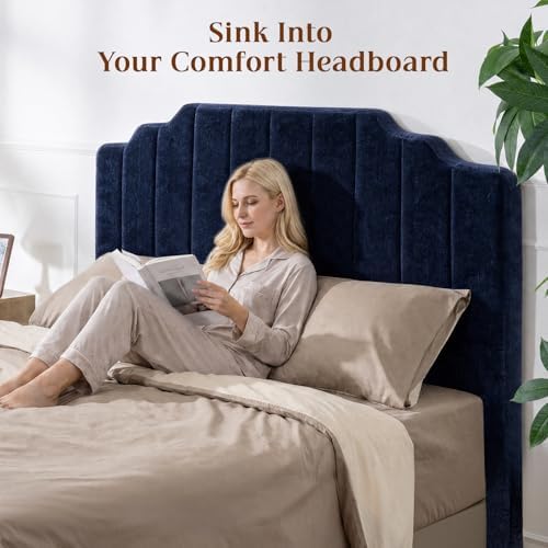 Twin Headboard, Blue Upholstered Headboard for Bed, No Assembly
