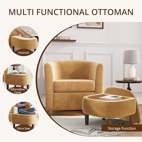 360° Swivel Accent Chair with Storage Ottoman