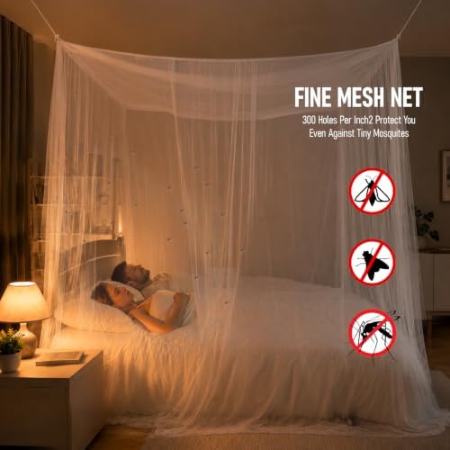 Canopy Bed Curtains for Full Queen King Size Bed, Mosquito Net for Bed