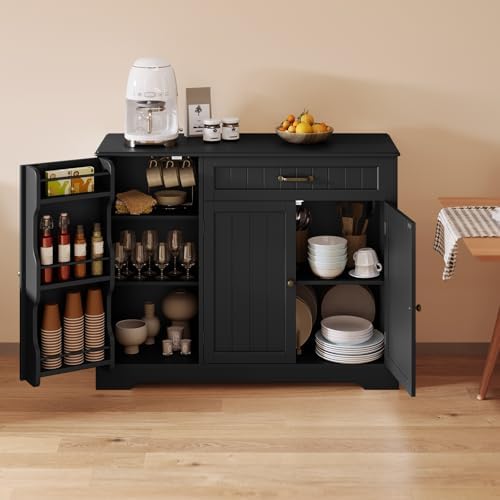 Gizoon Kitchen Sideboard Buffet Cabinet with Storage, Black