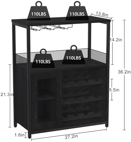 IDEALHOUSE Wine Bar Cabinet with Detachable Wine Rack and Storage Space