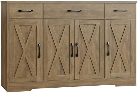 HOSTACK Kitchen Buffet Sideboard Storage Cabinet, Coffee Bar Cabinet, Brown