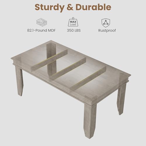 GarveeHome Farmhouse Dining Table for 4-6 People, 63" Long Kitchen Tables