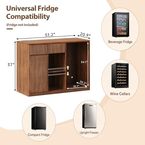 Coffee Bar with Mini Fridge Space,Liquor Wine Mini Bar Cabinet with Storage