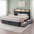 Zinus Michael Upholstered Platform Bed Frame, Four Underbed Drawers, Queen