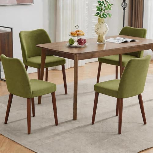 GarveeHome Wooden Dining Chair Set of 4 Upholstered Fabric Dining Chair