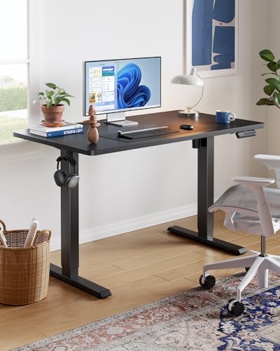 HUANUO 48x23 Inch Electric Standing Desk, Adjustable, Light Vintage Brown