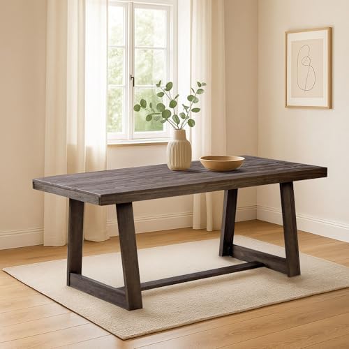Plank+Beam Classic 72 Inch Dining Table, Rectangular, Walnut Wirebrush