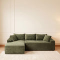 95" L-Shaped Left Facing Cloud Sectional Couch for Living Room, Modular Compressed Boneless Sectional Sofa Corduroy Boneless Corner Foam Sofa W/Chaise Lounge and Pillows